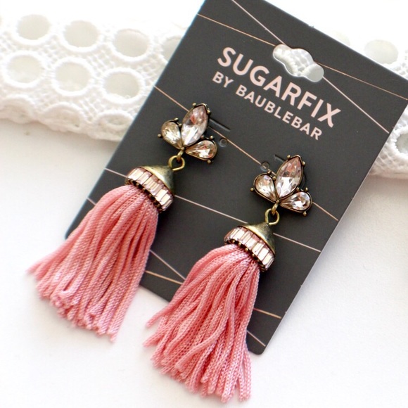 BaubleBar Jewelry - Baublebar Pink Tassel Statement Crystal Earrings BaubleBar Jewelry - Baublebar Pink Tassel Statement Crystal Earrings